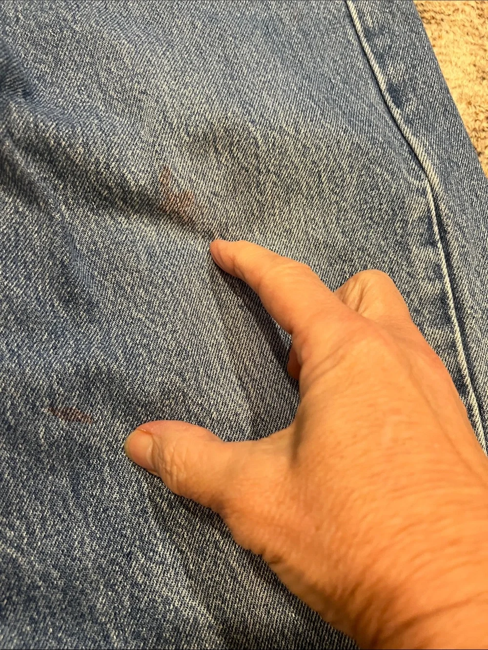 Vintage 501 Levi's Men's Mid Blue Relaxed Jeans with Brown Leather Patch 35x36